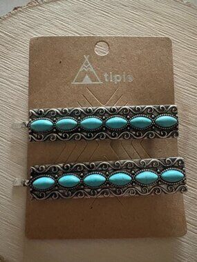 TIPI Western Turquoise Bobby Pin Set of 2 NWT